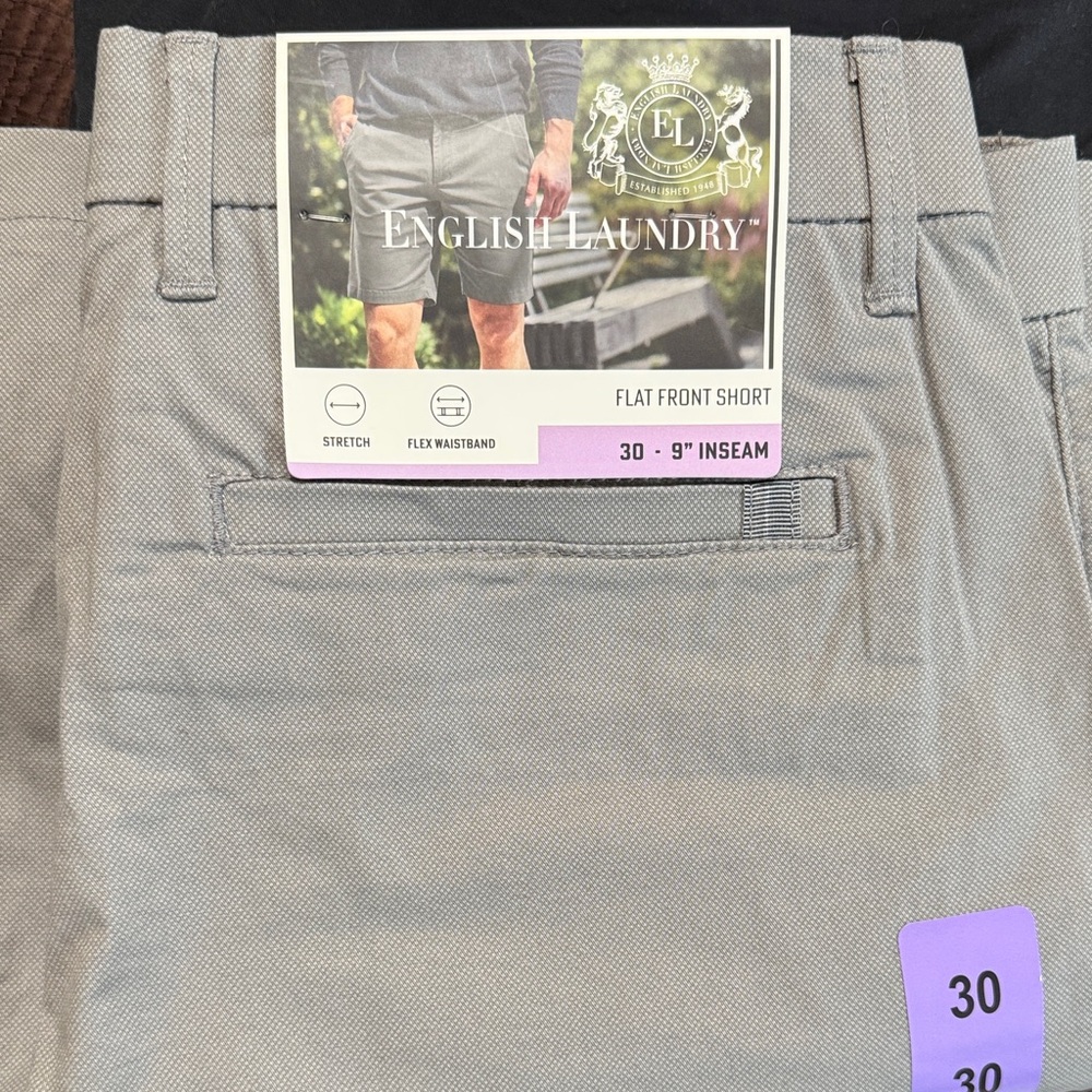 English Laundry Charcoal Flat Front Shorts